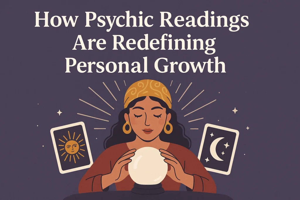 Illustration of a psychic reading symbolizing personal growth and spiritual self-discovery